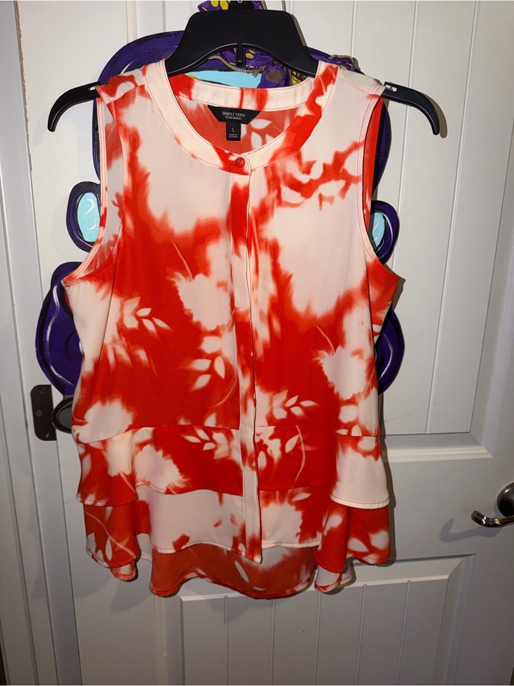 Simply Vera Vera Wang Red and White Sleeveless Blouse